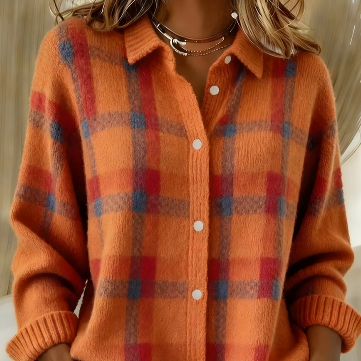 Anna™ | Zacht geruit gebreid vest