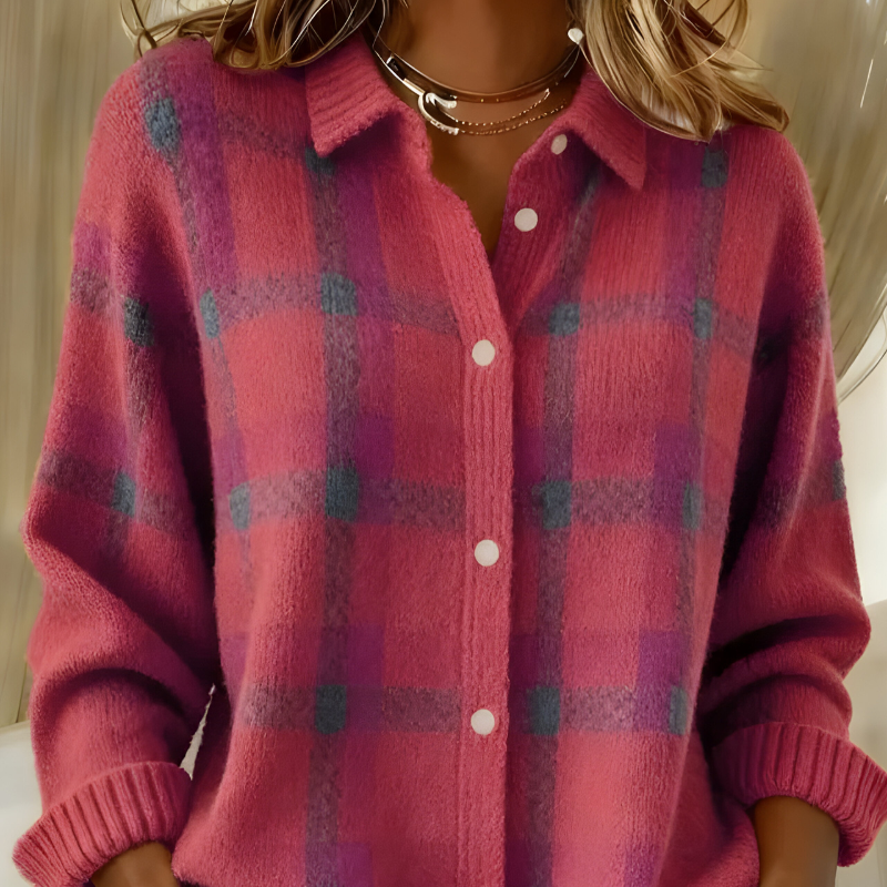 Anna™ | Zacht geruit gebreid vest