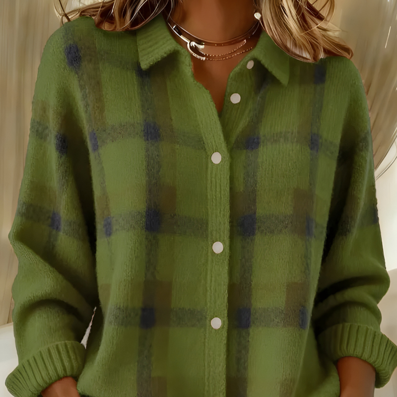 Anna™ | Zacht geruit gebreid vest