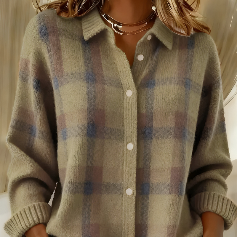 Anna™ | Zacht geruit gebreid vest