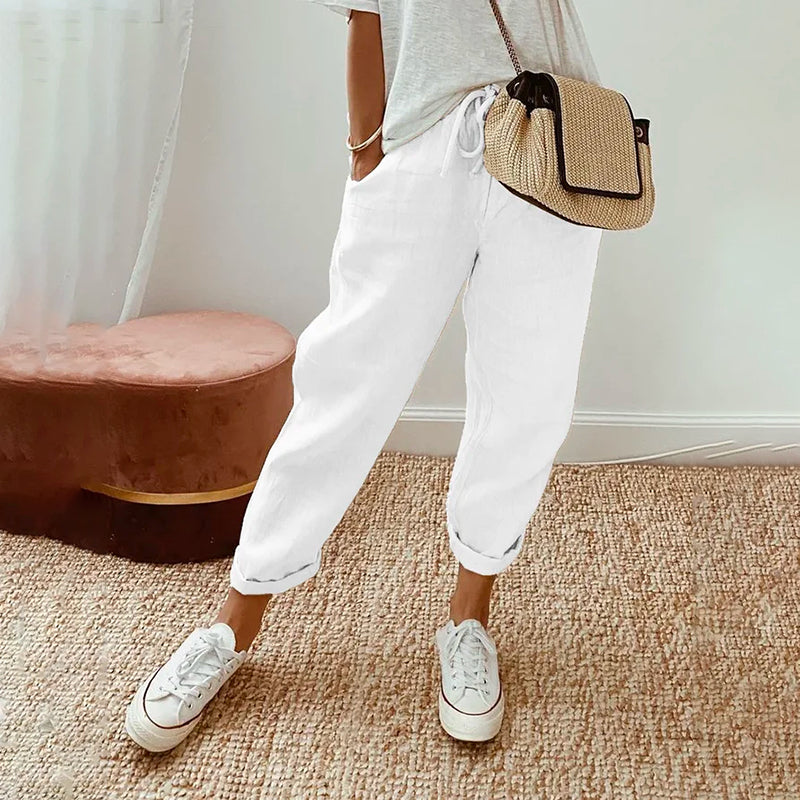 【Katoen En Linnen】Comfortabele Vrijetijdsbroek