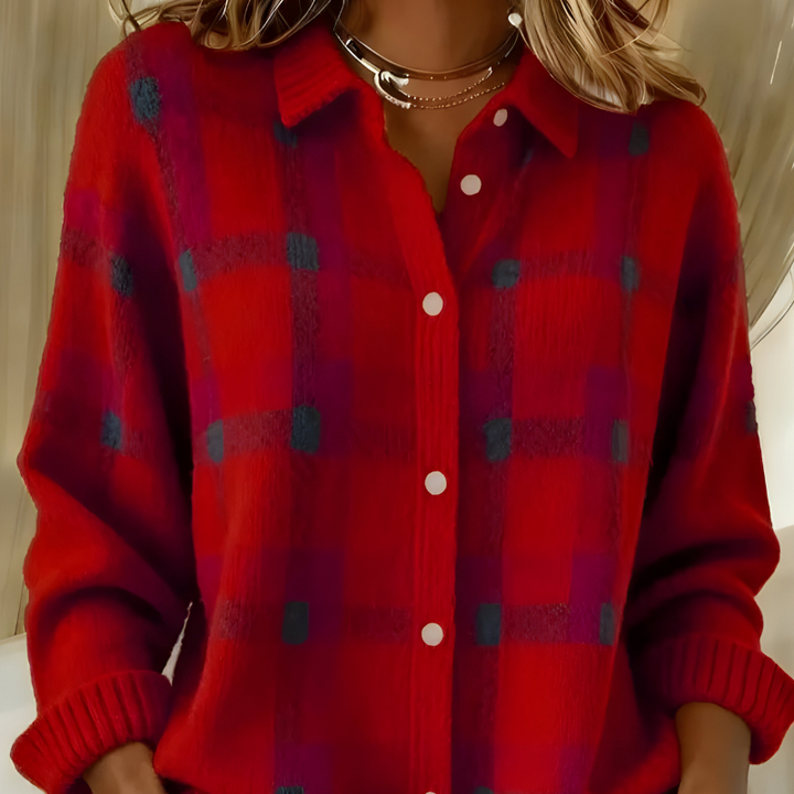 Anna™ | Zacht geruit gebreid vest