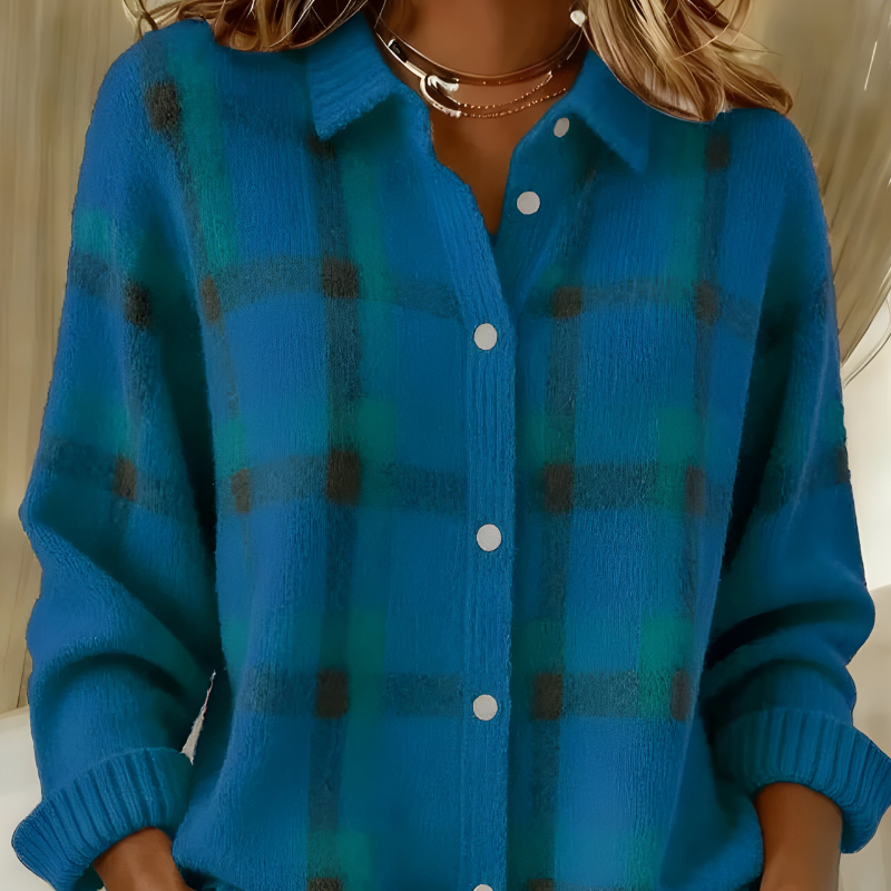 Anna™ | Zacht geruit gebreid vest