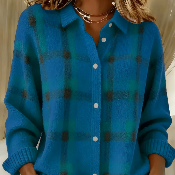 Anna™ | Zacht geruit gebreid vest