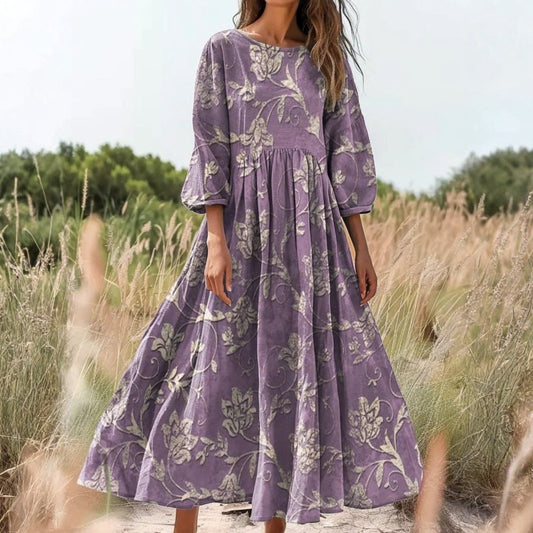 【Lange Mouwen】Vintage Bloemenprint Jurk