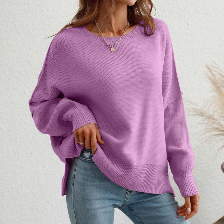 Casual Gebreide Trui In Effen Kleur