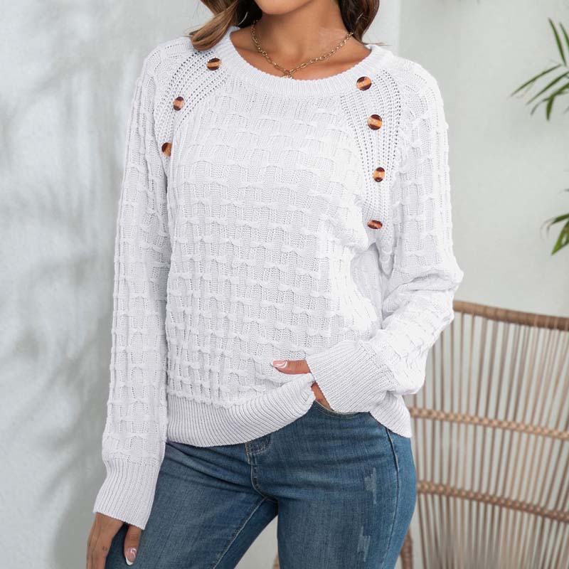 Casual Gebreide Trui In Effen Kleur