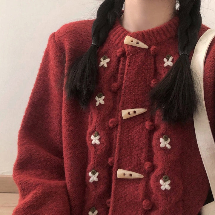 Casual Gebreid Vest Met Bloemen