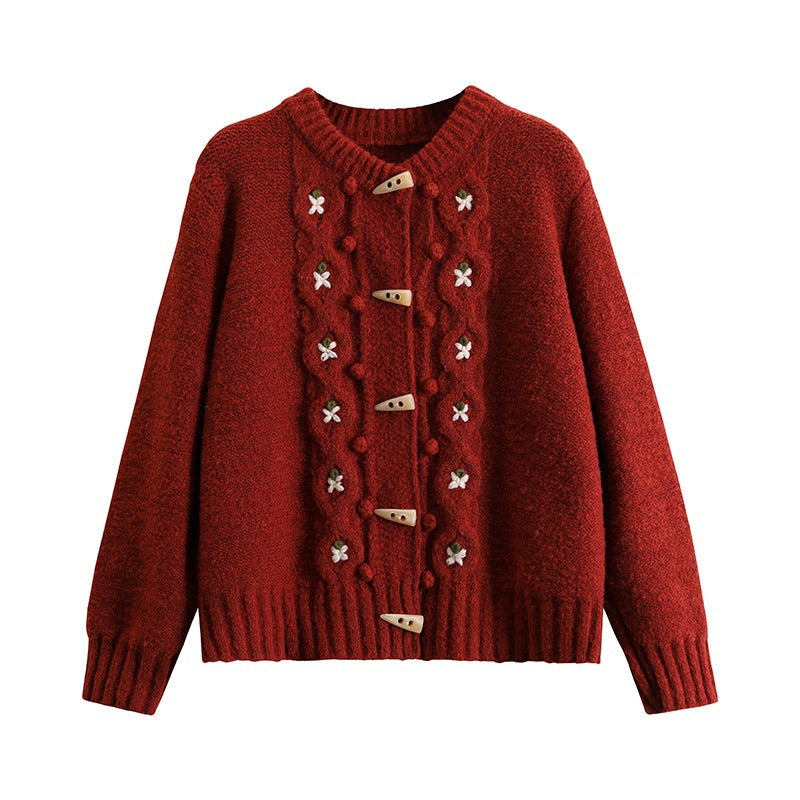 Casual Gebreid Vest Met Bloemen