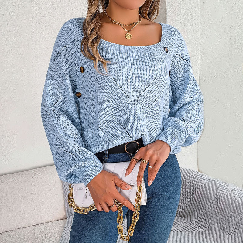 Casual Gebreide Trui In Effen Kleur