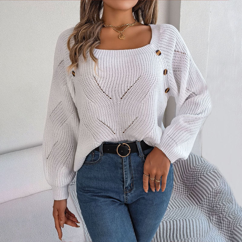 Casual Gebreide Trui In Effen Kleur