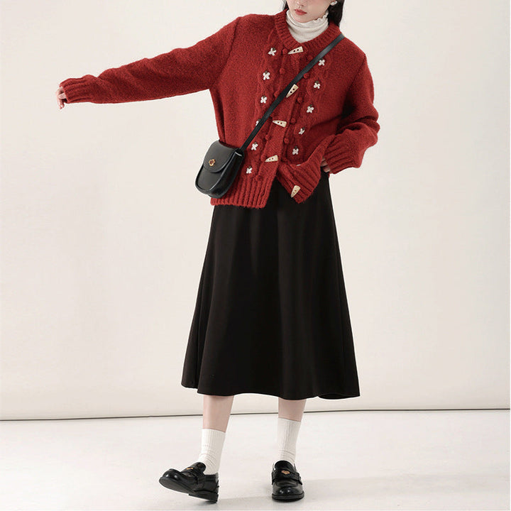 Casual Gebreid Vest Met Bloemen