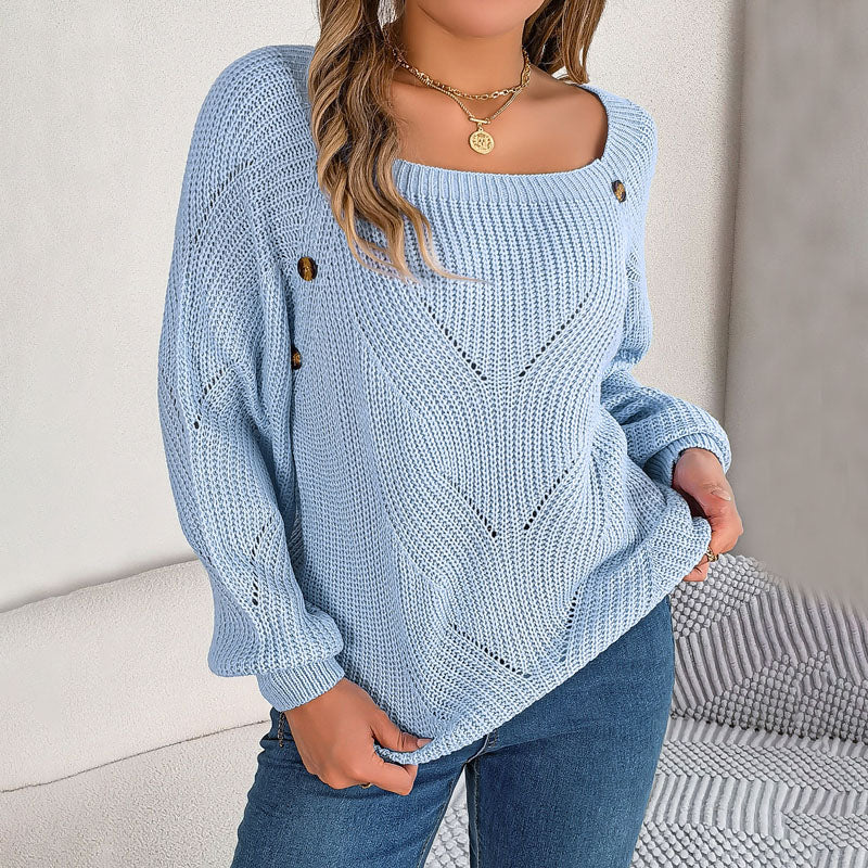 Casual Gebreide Trui In Effen Kleur