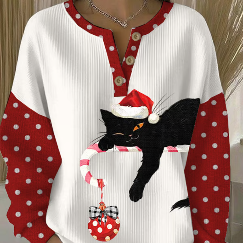 Mila™ | Kersttrui met kat