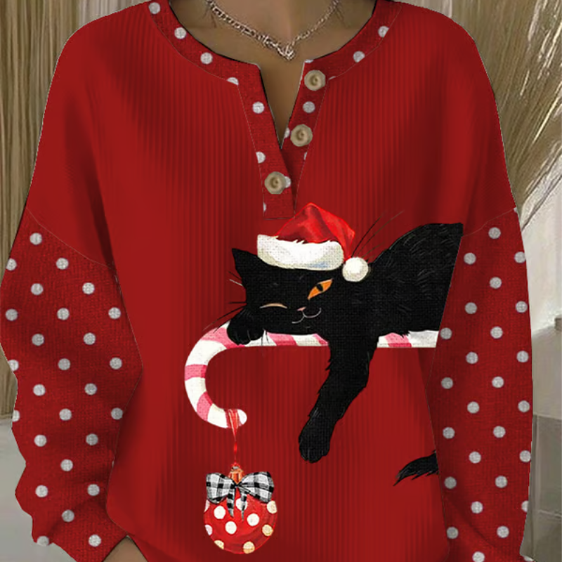 Mila™ | Kersttrui met kat