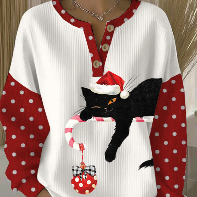 Mila™ | Kersttrui met kat