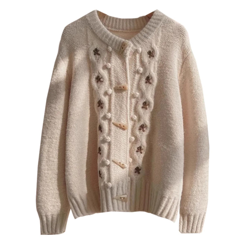 Casual Gebreid Vest Met Bloemen