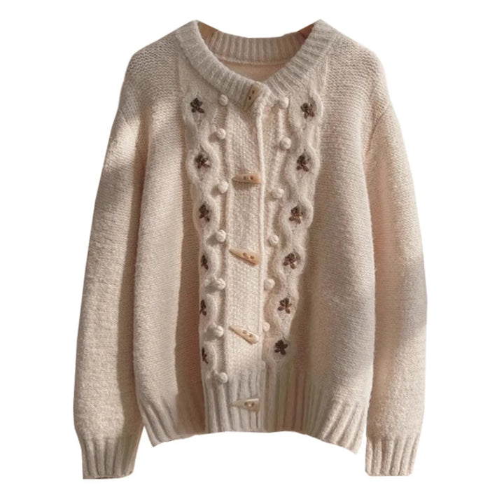 Casual Gebreid Vest Met Bloemen